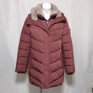 Andrew Marc Faux Fur Hood Insulated Quilted Puffer Coat XL Winter Warm Jacket